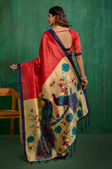 Shop Elegant Red Mysore Art Silk Printed Ready to Wear Saree Online - Best Prices-RTW-2214