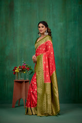 Shop Elegant Red Banarasi Art Silk Woven Ready to Wear Saree Online - Best Prices-RTW-2231