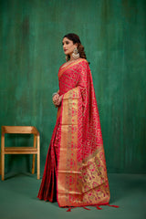 Shop Elegant Red Banarasi Art Silk Woven Ready to Wear Saree Online - Best Prices-RTW-2320