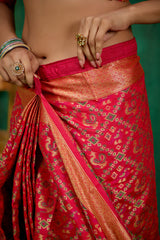 Shop Elegant Red Banarasi Art Silk Woven Ready to Wear Saree Online - Best Prices-RTW-2320