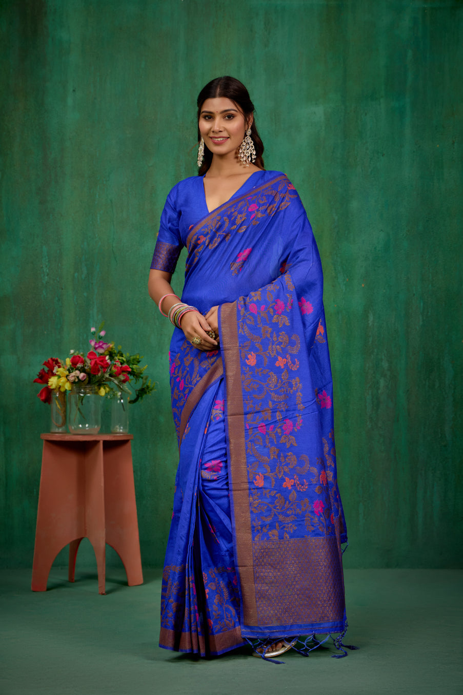 Shop Elegant Blue Banarasi Art Silk Woven Ready to Wear Saree Online - Best Prices-RTW-2581