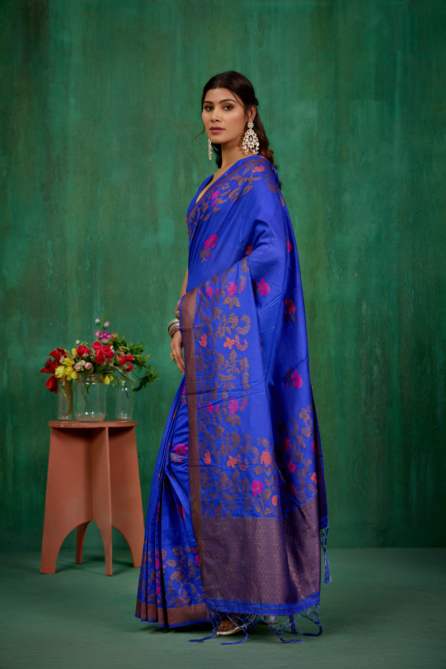 Shop Elegant Blue Banarasi Art Silk Woven Ready to Wear Saree Online - Best Prices-RTW-2581