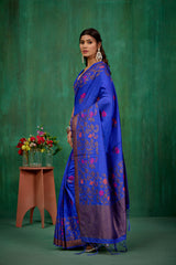 Shop Elegant Blue Banarasi Art Silk Woven Ready to Wear Saree Online - Best Prices-RTW-2581