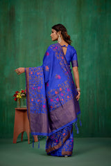 Shop Elegant Blue Banarasi Art Silk Woven Ready to Wear Saree Online - Best Prices-RTW-2581