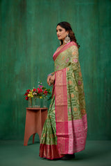 Elegant Green Cotton Silk Woven Ready to Wear Saree - Perfect for Any Occasion-RTW-2590