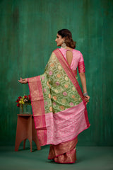 Elegant Green Cotton Silk Woven Ready to Wear Saree - Perfect for Any Occasion-RTW-2590