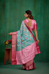 Elegant Teal Cotton Silk Woven Ready to Wear Saree - Perfect for Any Occasion-RTW-2593