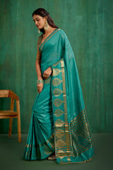 Elegant Green Cotton Silk Woven Ready to Wear Saree - Perfect for Any Occasion-RTW-2601