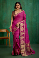 Elegant Pink Cotton Silk Woven Ready to Wear Saree - Perfect for Any Occasion-RTW-2619