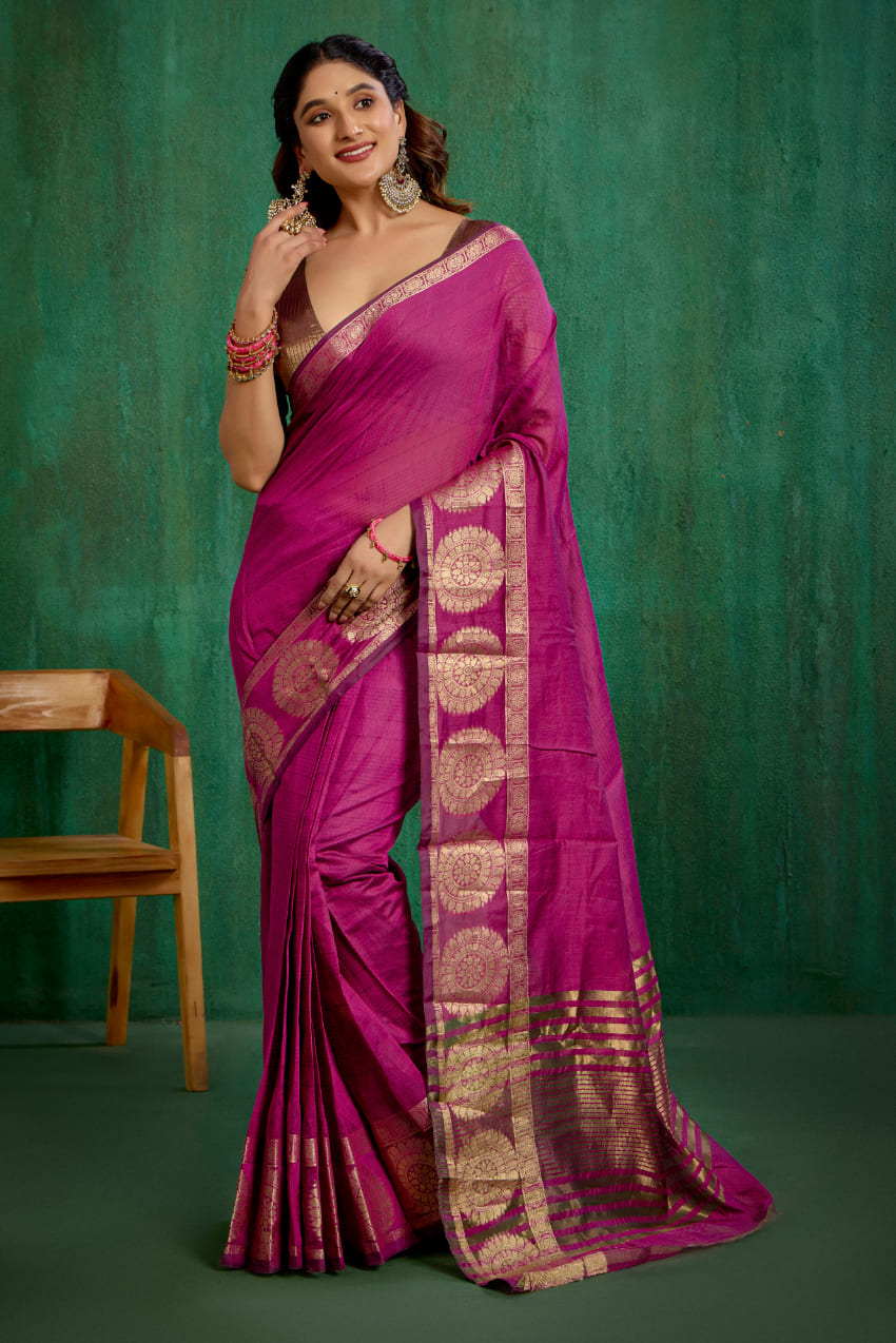 Elegant Pink Cotton Silk Woven Ready to Wear Saree - Perfect for Any Occasion-RTW-2619