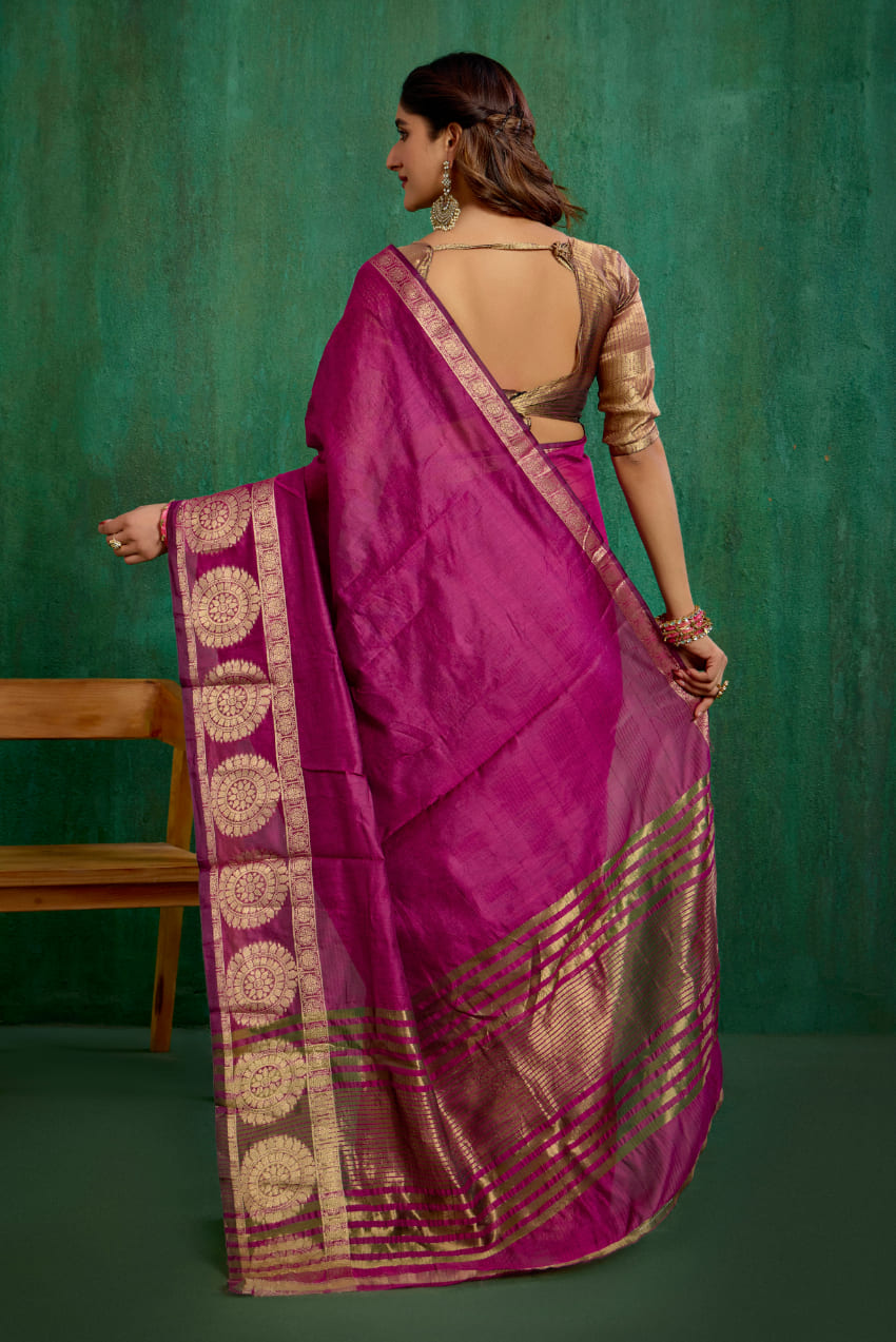 Elegant Pink Cotton Silk Woven Ready to Wear Saree - Perfect for Any Occasion-RTW-2619