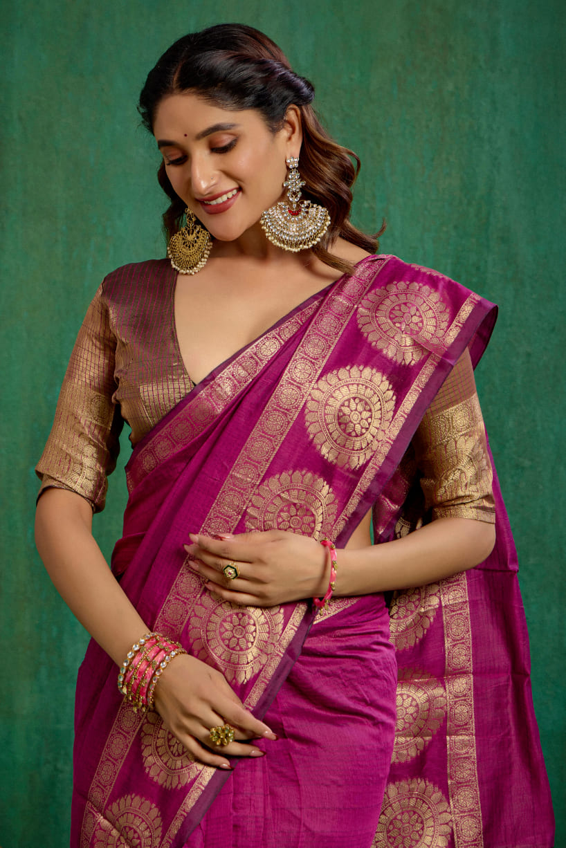 Elegant Pink Cotton Silk Woven Ready to Wear Saree - Perfect for Any Occasion-RTW-2619