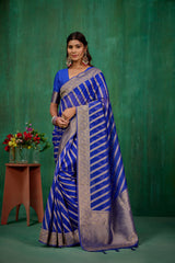 Shop Elegant Blue Organza Silk Woven Ready to Wear Saree - Perfect for Any Occasion-RTW-2626