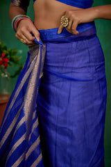 Shop Elegant Blue Organza Silk Woven Ready to Wear Saree - Perfect for Any Occasion-RTW-2626