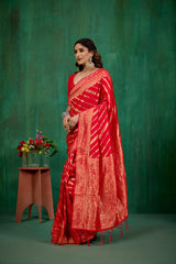 Shop Elegant Red Banarasi Art Silk Woven Ready to Wear Saree Online - Best Prices-RTW-2942