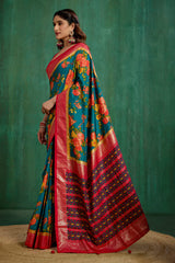 Elegant Green Cotton Silk Floral Print Ready to Wear Saree - Shop Now!-RTW-3722