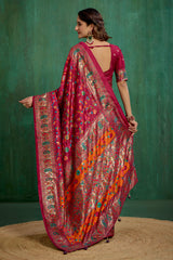 Shop Wine Berry Velvet Tussar Silk Floral Print Ready to Wear Saree Online - Best Prices-RTW-3859
