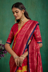 Shop Multi Elegant Tussar Silk Block Print Ready to Wear Sarees Online - Best Prices-RTW-4041