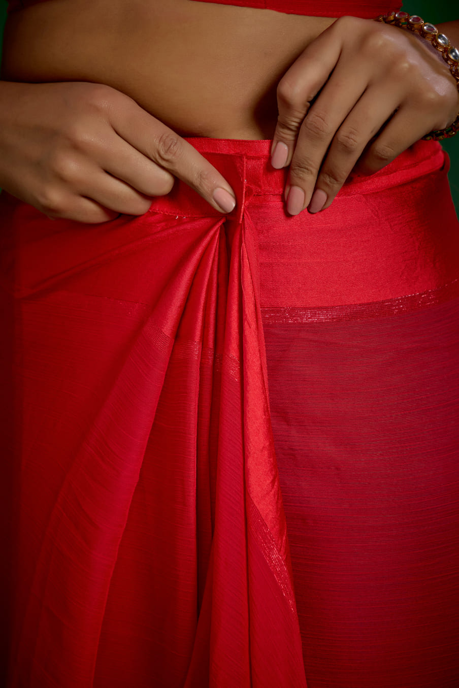 Elegant Red Chiffon Swarovski Ready to Wear Saree - Shop Now for Glamorous Style-RTW-4097
