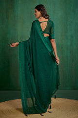 Elegant Green Chiffon Swarovski Ready to Wear Saree - Shop Now for Glamorous Style-RTW-4099