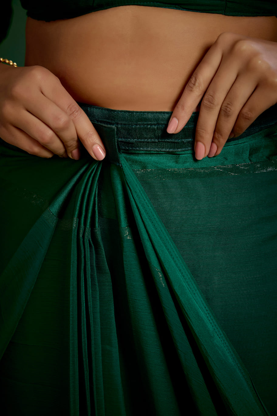 Elegant Green Chiffon Swarovski Ready to Wear Saree - Shop Now for Glamorous Style-RTW-4099