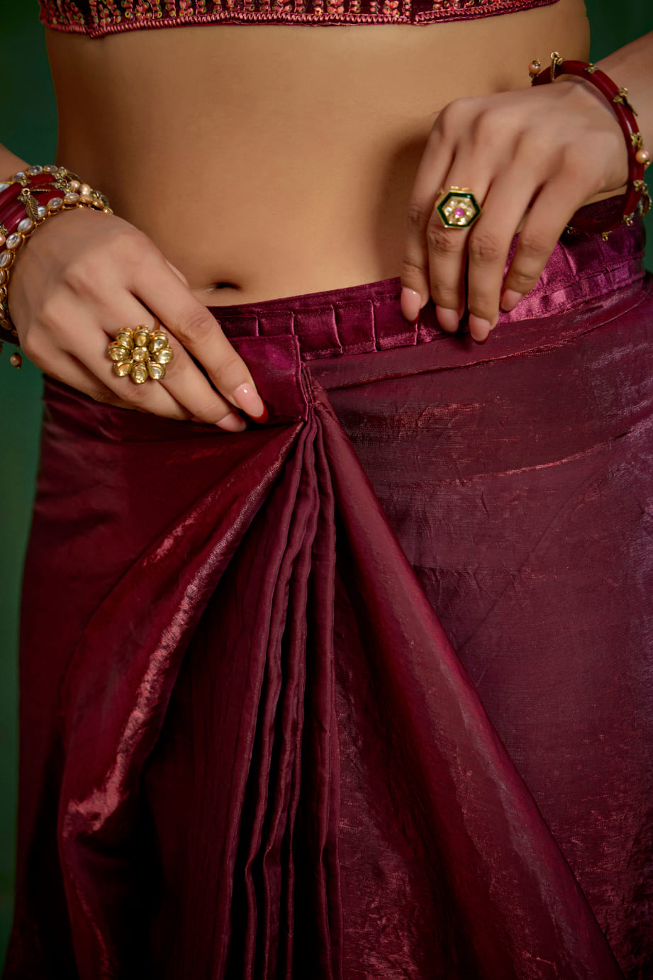 Wine Shop Elegant Silk Blend Embroidery Ready to Wear Saree - Perfect for Any Occasion-RTW-4291