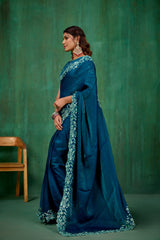Sea Green Shop Elegant Silk Blend Embroidery Ready to Wear Saree - Perfect for Any Occasion-RTW-4292