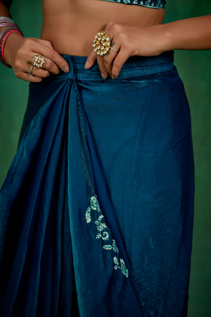 Sea Green Shop Elegant Silk Blend Embroidery Ready to Wear Saree - Perfect for Any Occasion-RTW-4292