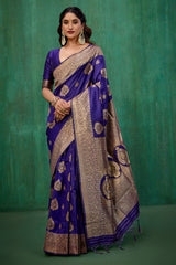 Elegant Purple Banarasi Art Silk Woven Jacquard Ready to Wear Saree - Shop Now-RTW-4420