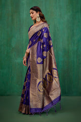 Elegant Purple Banarasi Art Silk Woven Jacquard Ready to Wear Saree - Shop Now-RTW-4420